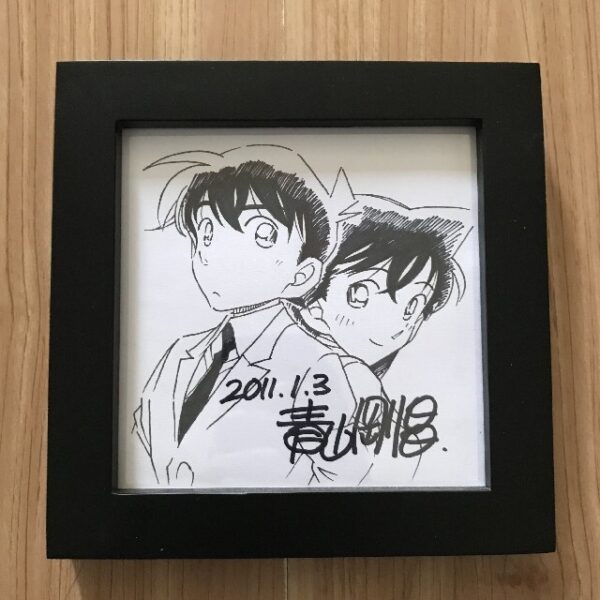名探偵コナン 工藤新一と毛利蘭 青山剛昌直筆サイン 手書き原画
