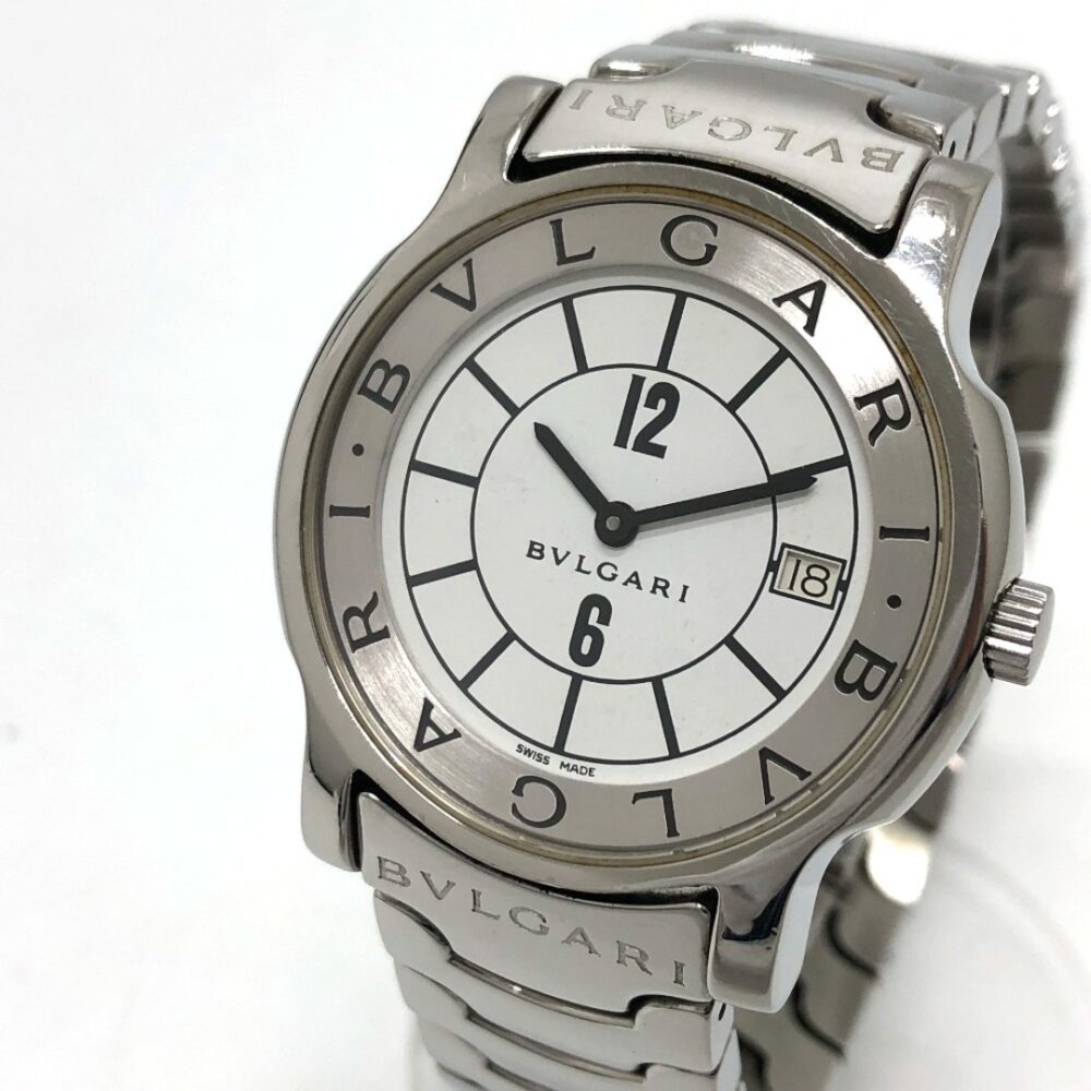 ブルガリ BVLGARI ソロテンポ ST35S クォーツ デイト 腕時計 SS シルバー
