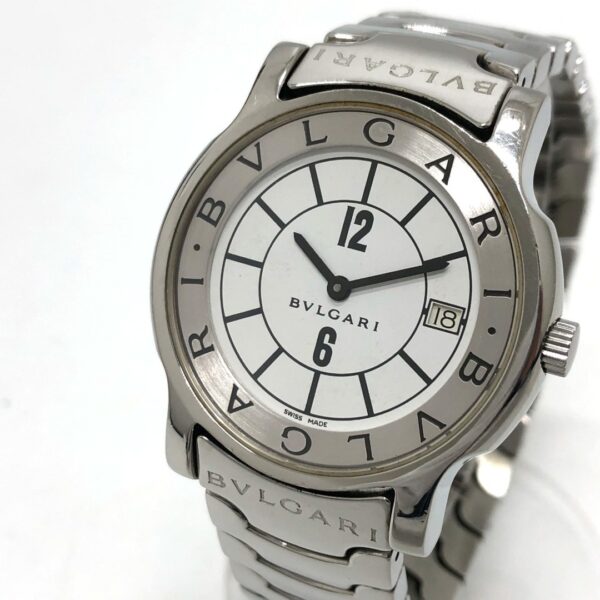 ブルガリ BVLGARI ソロテンポ ST35S クォーツ デイト 腕時計 SS シルバー