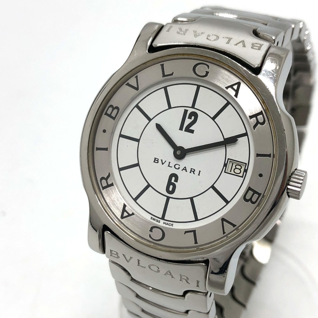 ブルガリ BVLGARI ソロテンポ ST35S クォーツ デイト 腕時計 SS シルバー