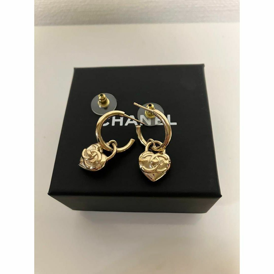 箱付き 23秋冬 シャネル ピアス ハート ドロップ ココマーク フープ
