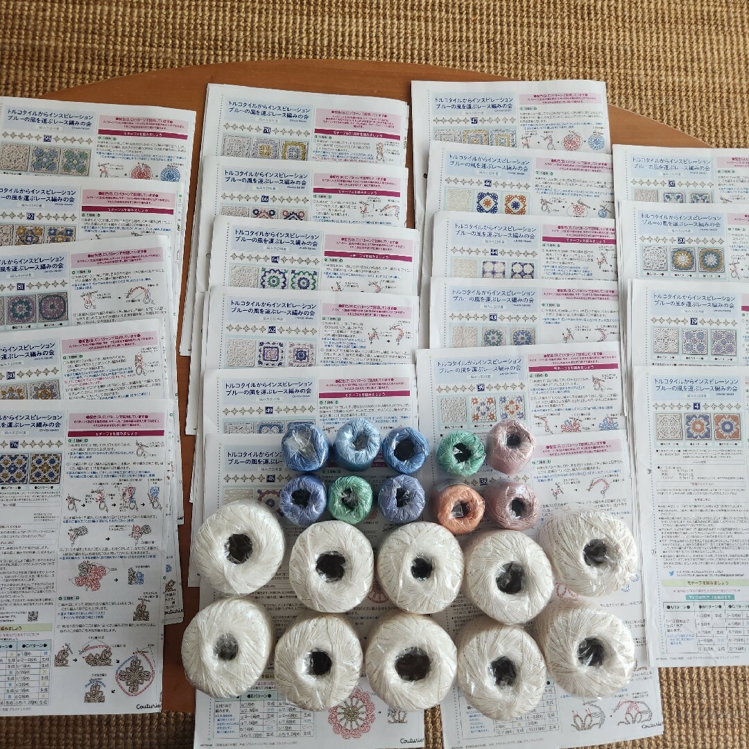 フェリシモ クチュリエ トルコタイル レース編み 10セット糸+編み図のみ21枚