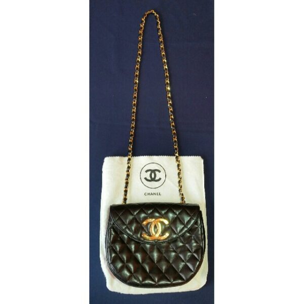 本物 CHANEL マトラッセ チェーンショルダーバッグ 丸型